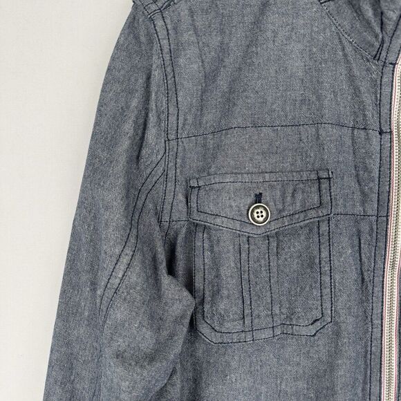 Fossil Jacket Mens‎ Large Blue Chambray Full Zip Lightweight Classic Neutral NEW - Picture 5 of 16